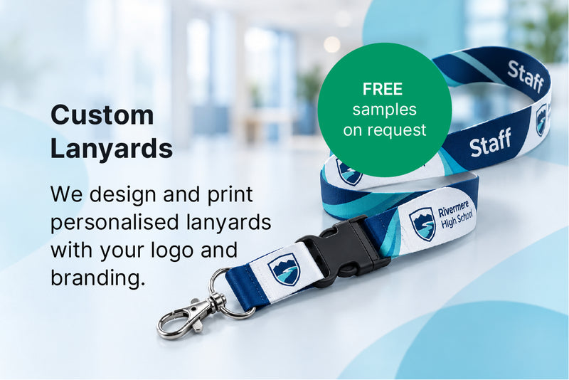 Personalised staff lanyards printed with logos and branding