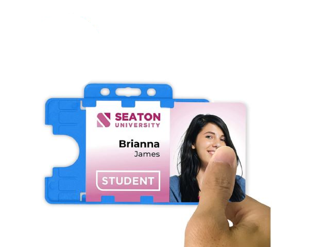 Light Blue Dual Sided BioBadge Open Faced ID Card Holders - Landscape (Pack of 100) — usage example 3