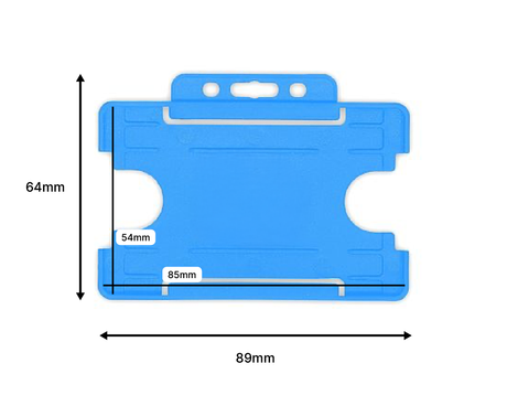 Light Blue Single Sided BioBadge Open Faced ID Card Holders - Landscape (Pack of 100) — dimensions 2
