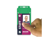 Light Green Single-Sided BioBadge Open Faced ID Card Holders - Portrait (Pack of 100) — usage example 3