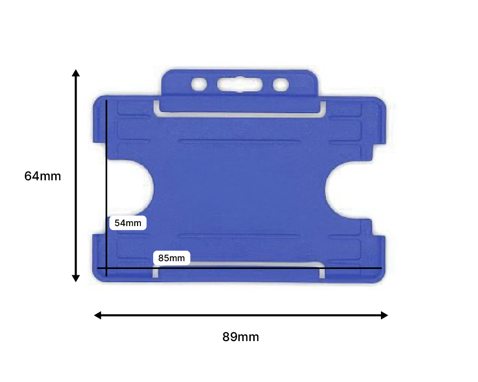 Mid Blue Single Sided BioBadge Open Faced ID Card Holders - Landscape (Pack of 100) — dimensions 2