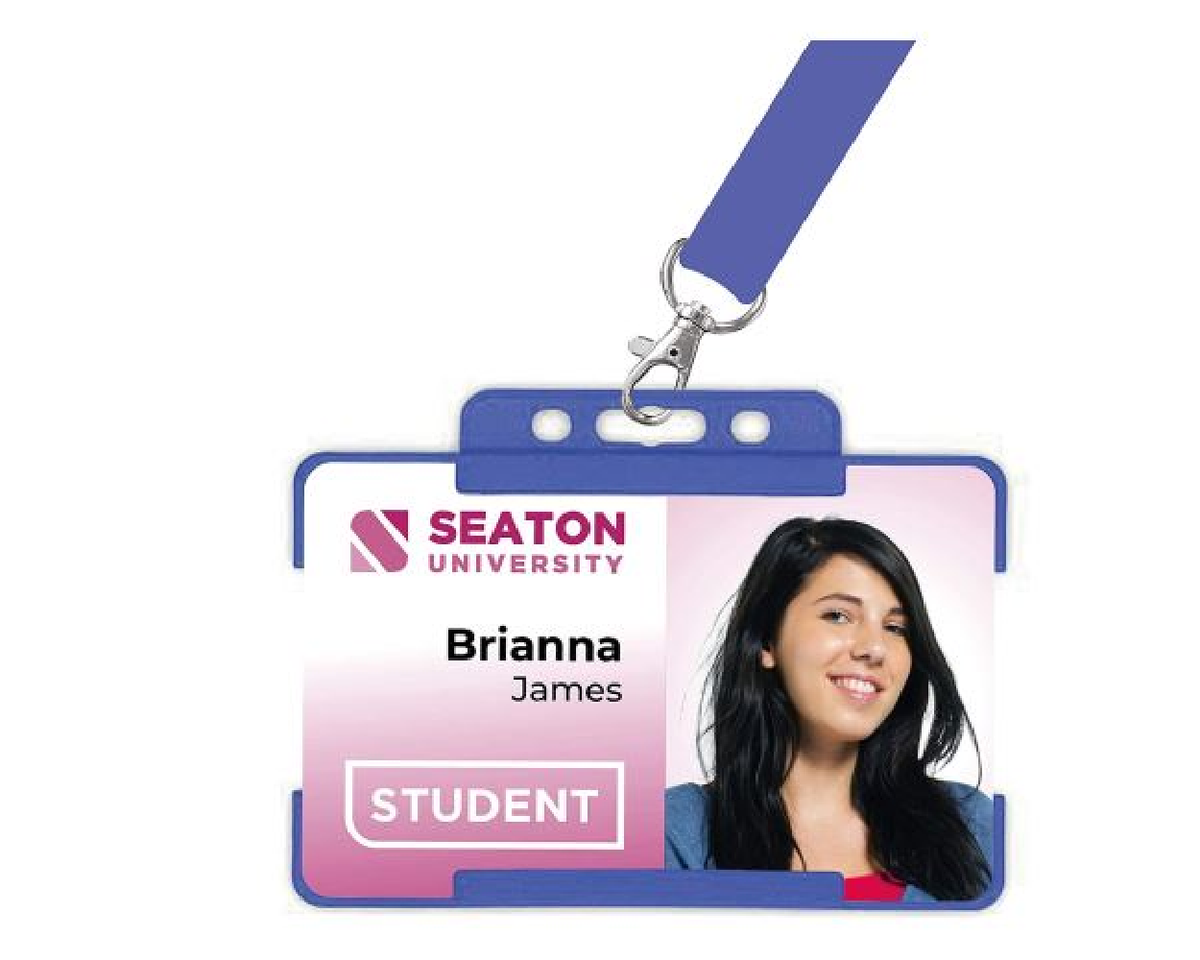 Mid Blue Single Sided BioBadge Open Faced ID Card Holders - Landscape (Pack of 100) — usage example 4
