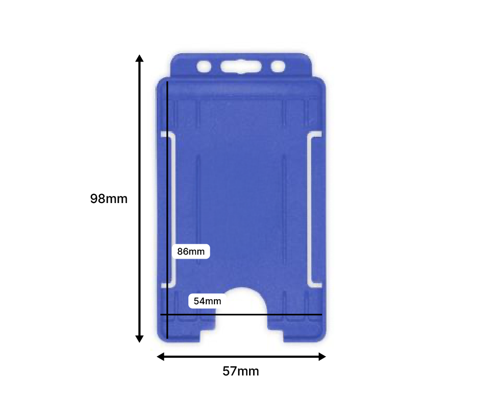 Mid Blue Single Sided BioBadge Open Faced ID Card Holders - Portrait (Pack of 100) — dimensions 2