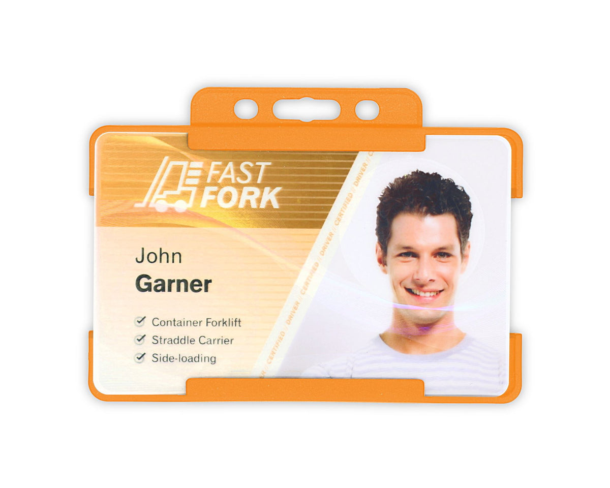 Orange Single Sided BioBadge Open Faced ID Card Holders - Landscape (Pack of 100) — additional product view 1