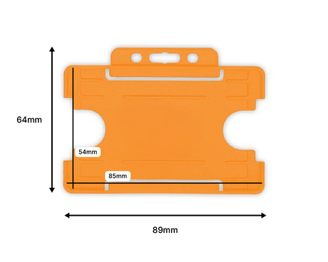 Orange Single Sided BioBadge Open Faced ID Card Holders - Landscape (Pack of 100) — dimensions 2