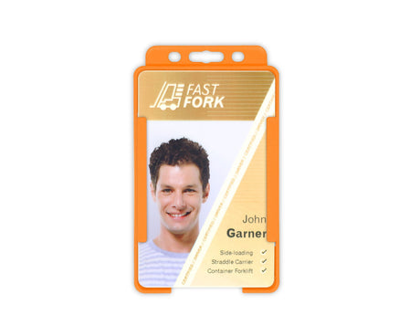 Orange Single-Sided BioBadge Open Faced ID Card Holders - Portrait (Pack of 100) — additional product view 1
