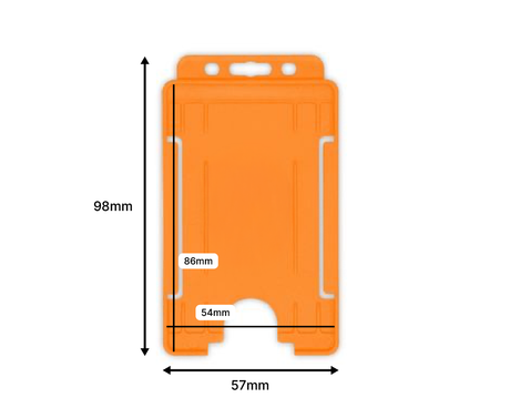 Orange Single-Sided BioBadge Open Faced ID Card Holders - Portrait (Pack of 100) — dimensions 2