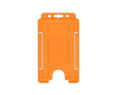 Orange Single-Sided BioBadge Open Faced ID Card Holders - Portrait (Pack of 100) — card holder view