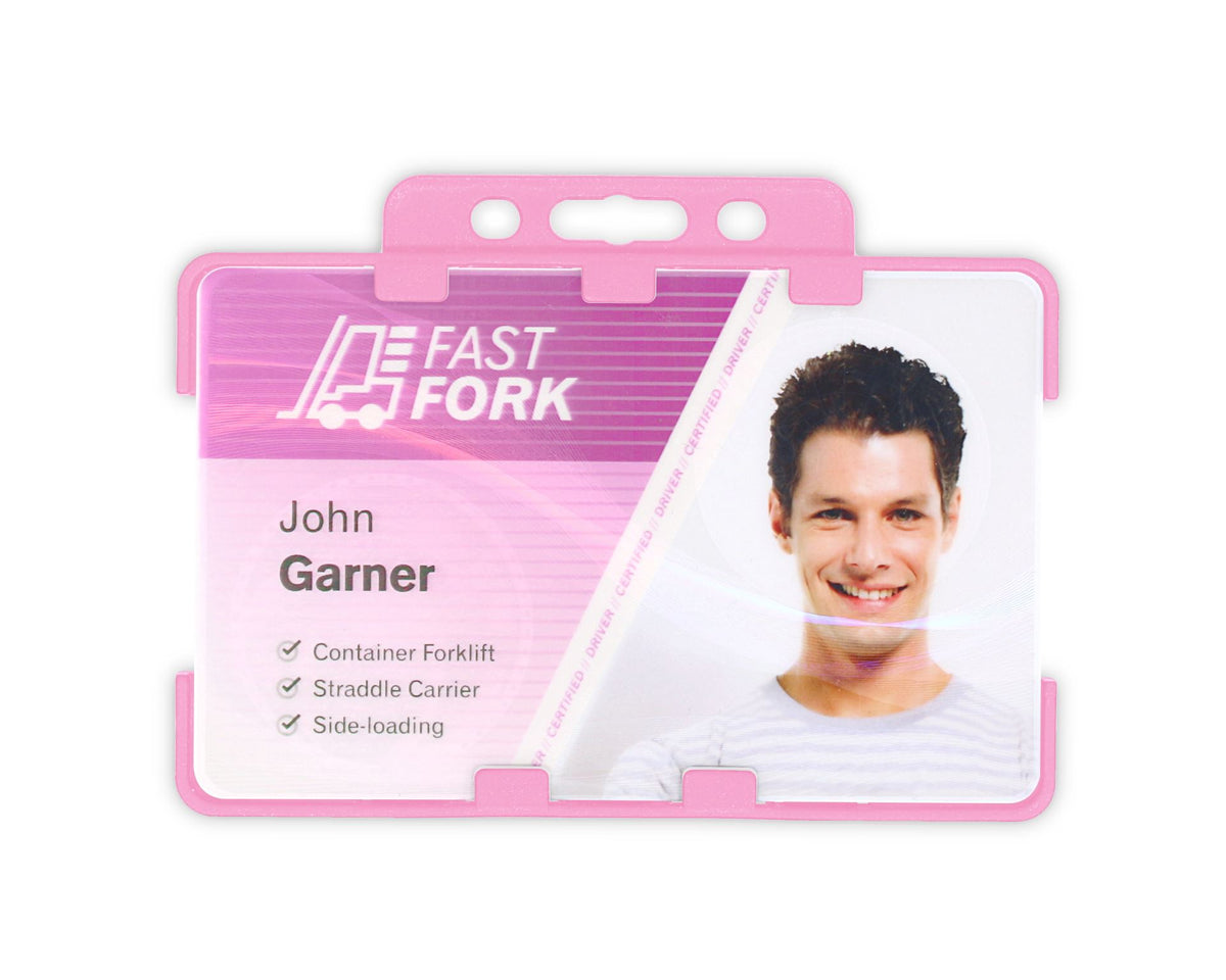 Pink Dual Sided BioBadge Open Faced ID Card Holders - Landscape (Pack of 100) — additional product view 1