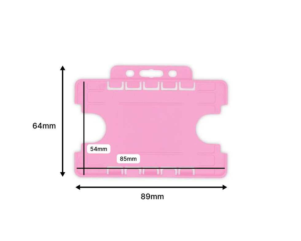 Pink Dual Sided BioBadge Open Faced ID Card Holders - Landscape (Pack of 100) — dimensions 2