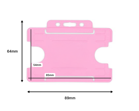 Pink Single Sided BioBadge Open Faced ID Card Holders - Landscape (Pack of 100) — dimensions 2