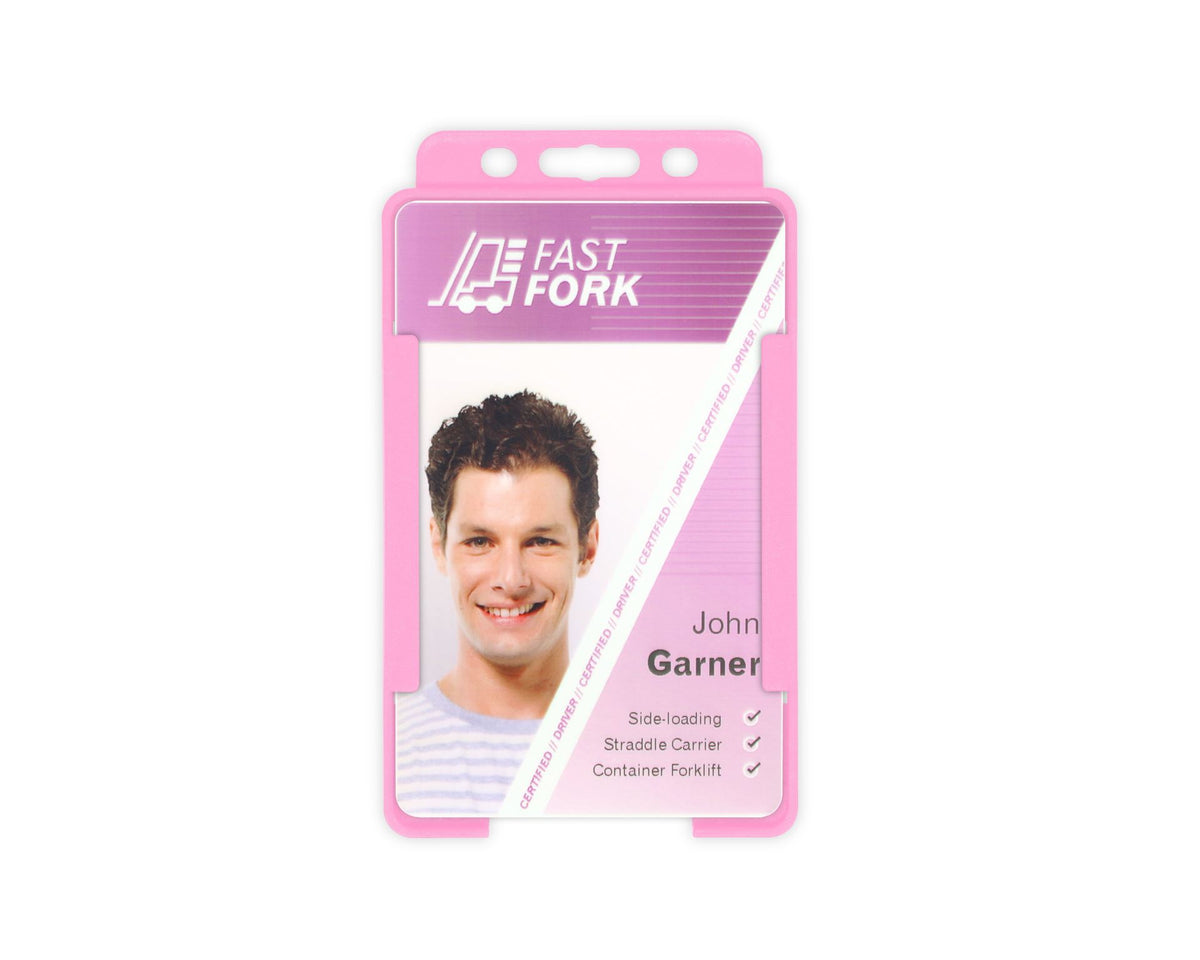 Pink Single-Sided BioBadge Open Faced ID Card Holders - Portrait (Pack of 100) — additional product view 1