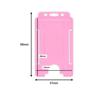 Pink Single-Sided BioBadge Open Faced ID Card Holders - Portrait (Pack of 100) — dimensions 2