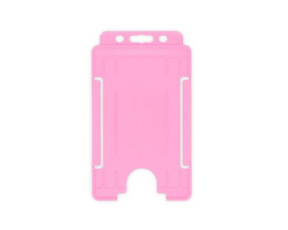 Pink Single-Sided BioBadge Open Faced ID Card Holders - Portrait (Pack of 100) — card holder view
