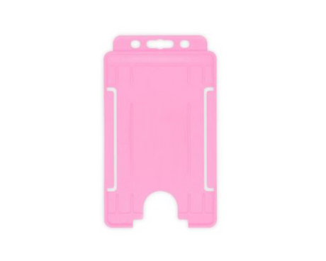 Pink Single-Sided BioBadge Open Faced ID Card Holders - Portrait (Pack of 100) — card holder view