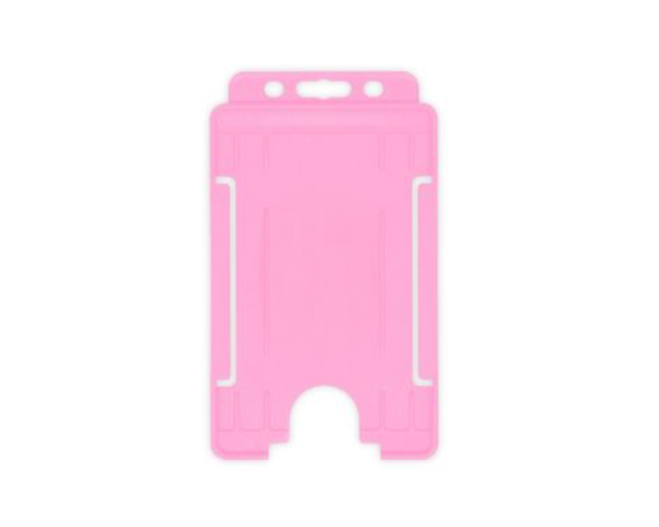 Pink Single-Sided BioBadge Open Faced ID Card Holders - Portrait (Pack of 100) — card holder view