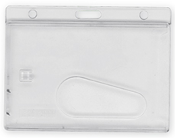 Premium Enclosed ID Card Holder with Thumb Slot - Landscape 100 Pack — card holder view