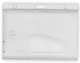 Premium Enclosed ID Card Holder with Thumb Slot - Landscape 100 Pack — card holder view