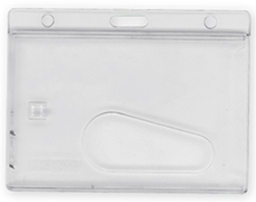 Premium Enclosed ID Card Holder with Thumb Slot - Landscape 100 Pack — card holder view