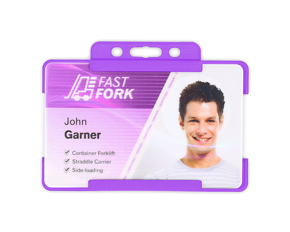 Purple Single Sided BioBadge Open Faced ID Card Holders - Landscape (Pack of 100) — additional product view 1