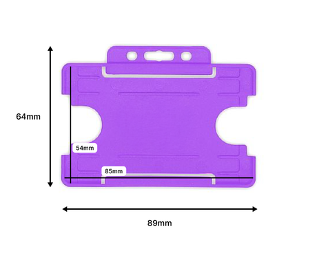 Purple Single Sided BioBadge Open Faced ID Card Holders - Landscape (Pack of 100) — dimensions 2