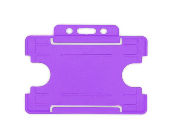 Purple Single Sided BioBadge Open Faced ID Card Holders - Landscape (Pack of 100) — card holder view