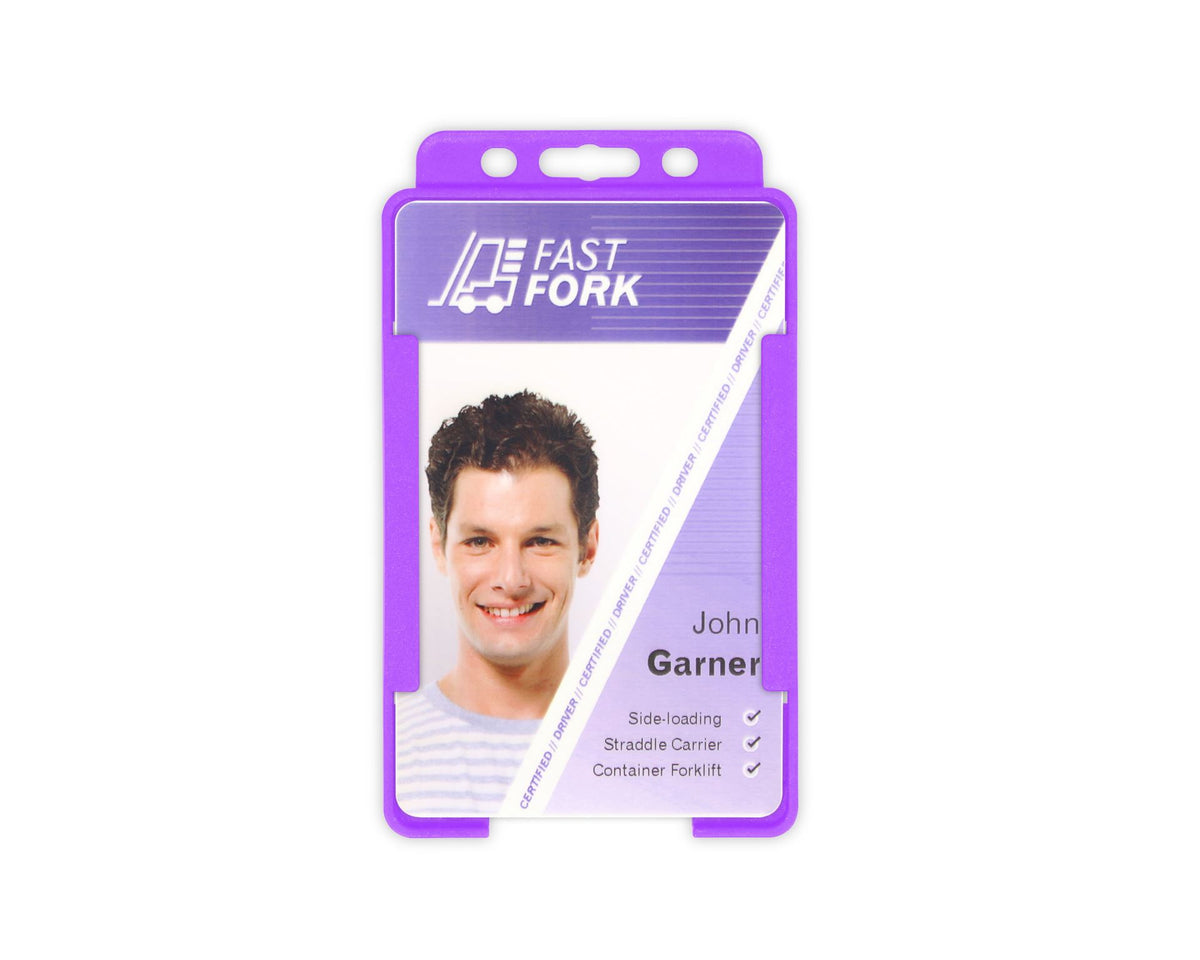 Purple Single-Sided BioBadge Open Faced ID Card Holders - Portrait (Pack of 100) — additional product view 1