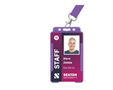 Purple Single-Sided BioBadge Open Faced ID Card Holders - Portrait (Pack of 100) — usage example 4