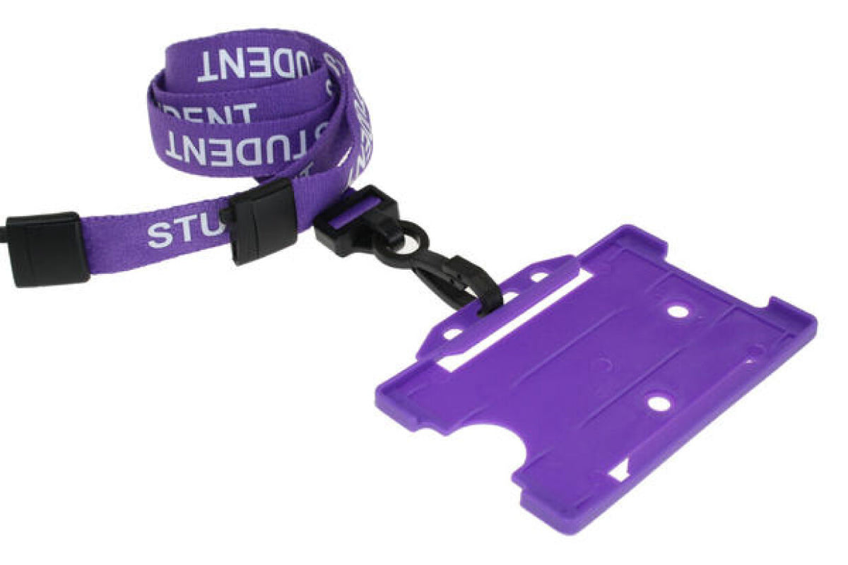 Purple Student Lanyards with Plastic J Clip (Pack of 100) — lanyard view