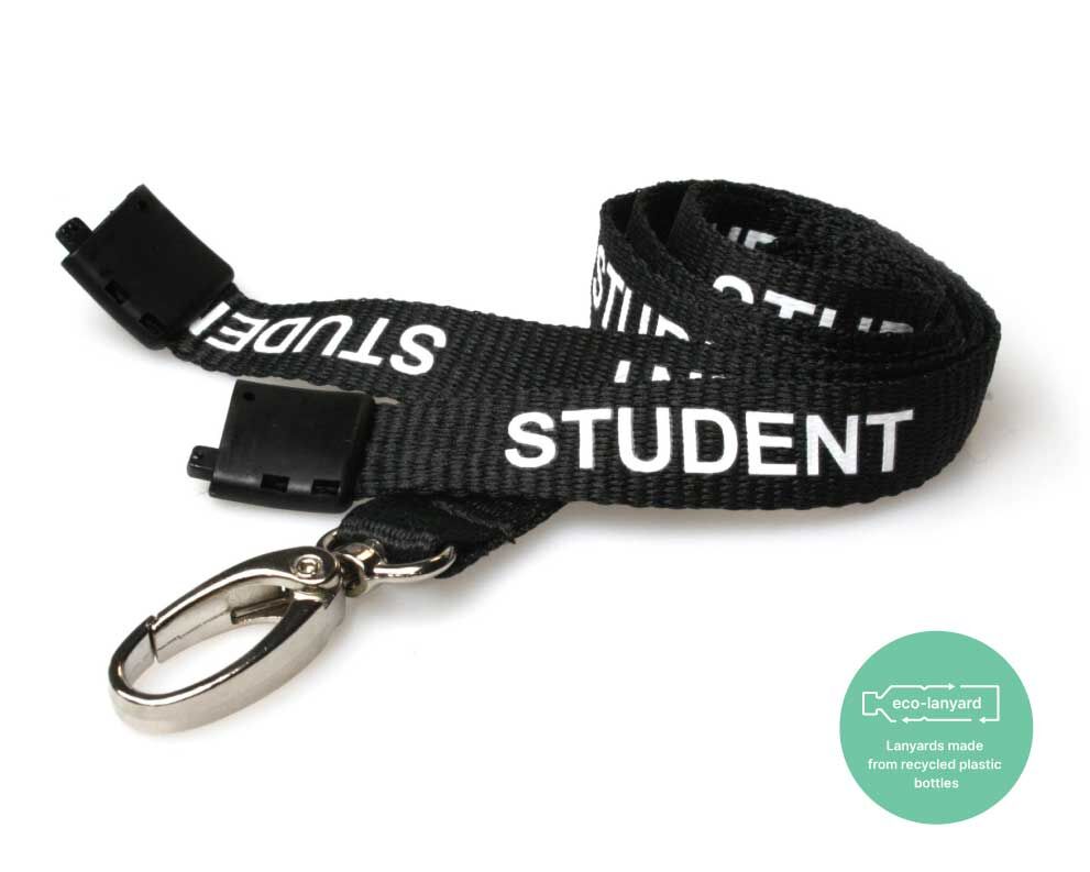 Recycled Black Student Lanyards with Metal Lobster Clip (Pack of 100) — lanyard view
