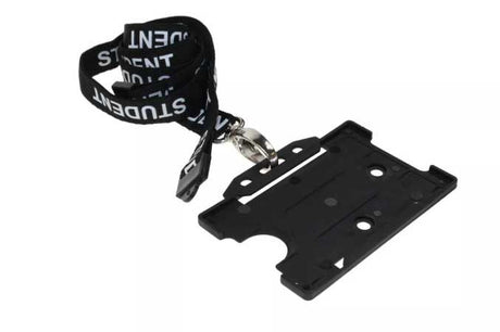 Recycled Black Student Lanyards with Metal Lobster Clip (Pack of 100) — lanyard view