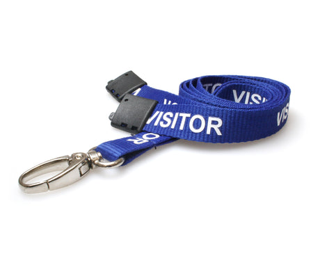 Recycled Blue Visitor Lanyards with Metal Lobster Clip (Pack of 100) — lanyard view