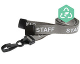 Recycled Grey Staff Lanyards with Plastic J Clip (Pack of 100) — lanyard view