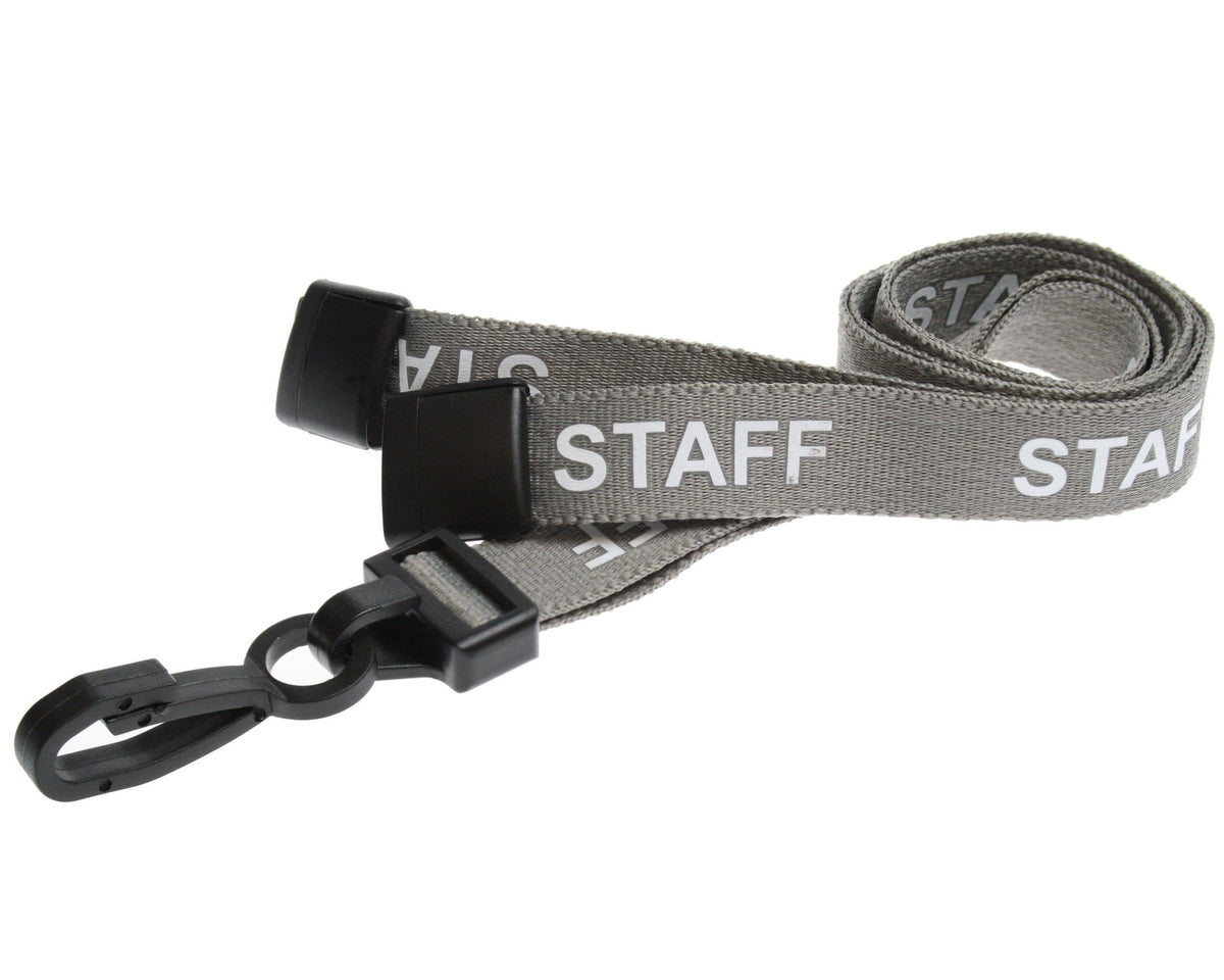 Recycled Grey Staff Lanyards with Plastic J Clip (Pack of 100) — lanyard view