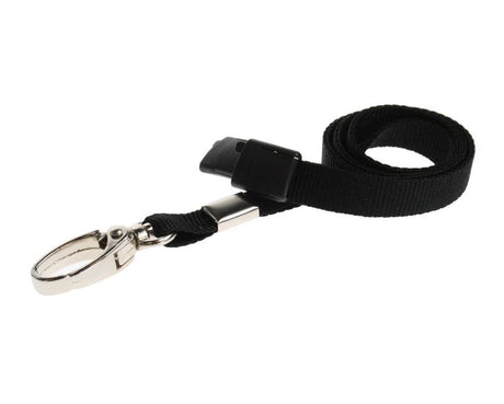 Recycled Plain Black Lanyards With Metal Lobster Clip (Pack of 100) — lanyard view