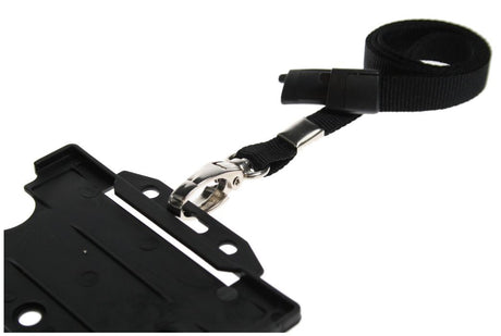 Recycled Plain Black Lanyards With Metal Lobster Clip (Pack of 100) — lanyard view
