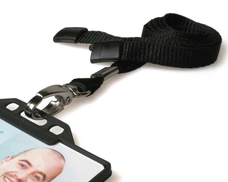 Recycled Plain Black Lanyards With Metal Lobster Clip (Pack of 100) — lanyard view