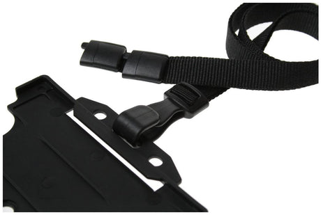 Recycled Plain Black Lanyards With Plastic J Clip (Pack of 100) — lanyard view