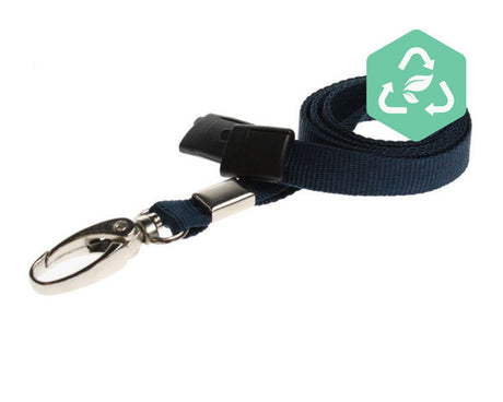 Recycled Plain Dark Blue Lanyards With Metal Lobster Clip (Pack of 100) — lanyard view