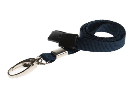 Recycled Plain Dark Blue Lanyards With Metal Lobster Clip (Pack of 100) — lanyard view