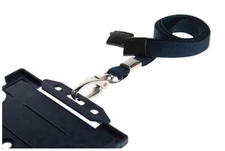 Recycled Plain Dark Blue Lanyards With Metal Lobster Clip (Pack of 100) — lanyard view