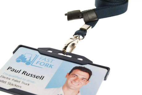Recycled Plain Dark Blue Lanyards With Metal Lobster Clip (Pack of 100) — lanyard view