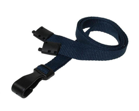 Recycled Plain Dark Blue Lanyards With Plastic J Clip (Pack of 100) — lanyard view