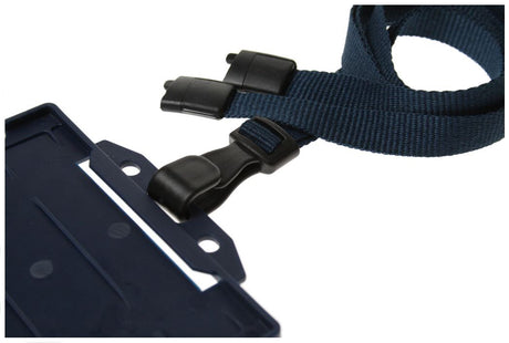 Recycled Plain Dark Blue Lanyards With Plastic J Clip (Pack of 100) — lanyard view