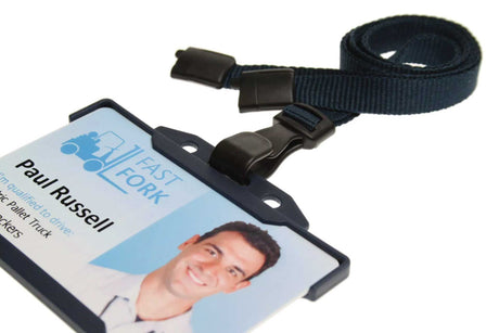 Recycled Plain Dark Blue Lanyards With Plastic J Clip (Pack of 100) — lanyard view