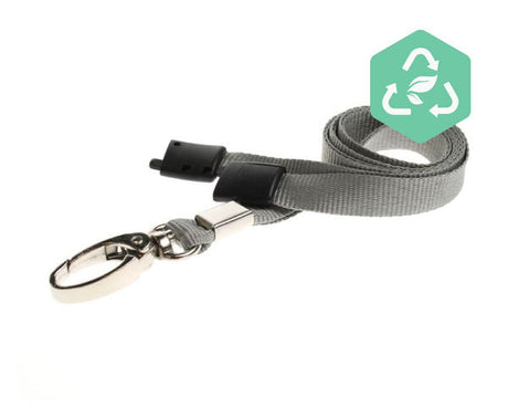 Recycled Plain Grey Lanyards With Metal Lobster Clip (Pack of 100) — lanyard view