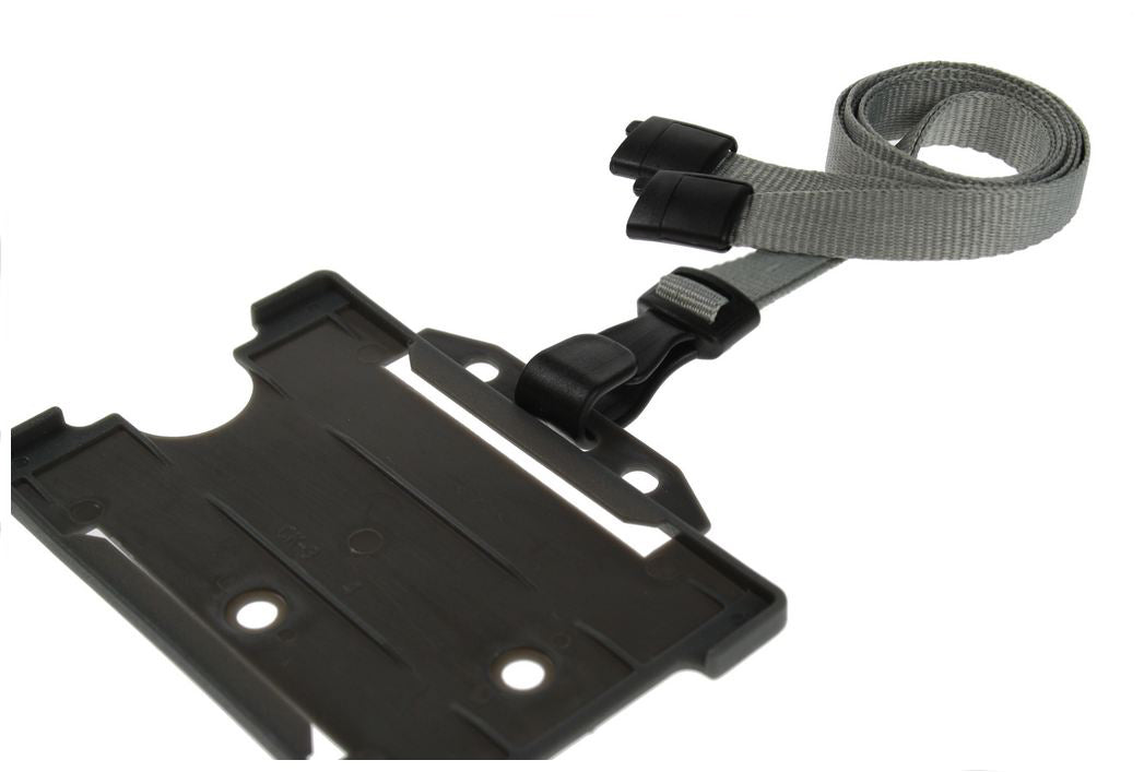 Recycled Plain Grey Lanyards with Plastic J Clip (Pack of 100) — lanyard view