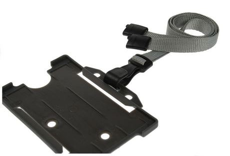 Recycled Plain Grey Lanyards with Plastic J Clip (Pack of 100) — lanyard view