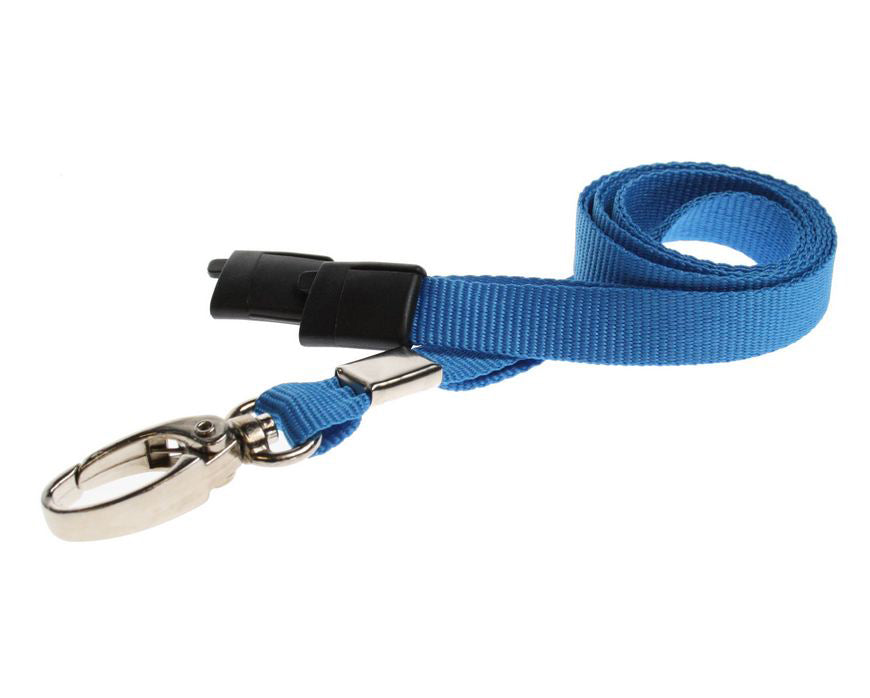Recycled Plain Light Blue Lanyards With Metal Lobster Clip (Pack of 100) — lanyard view