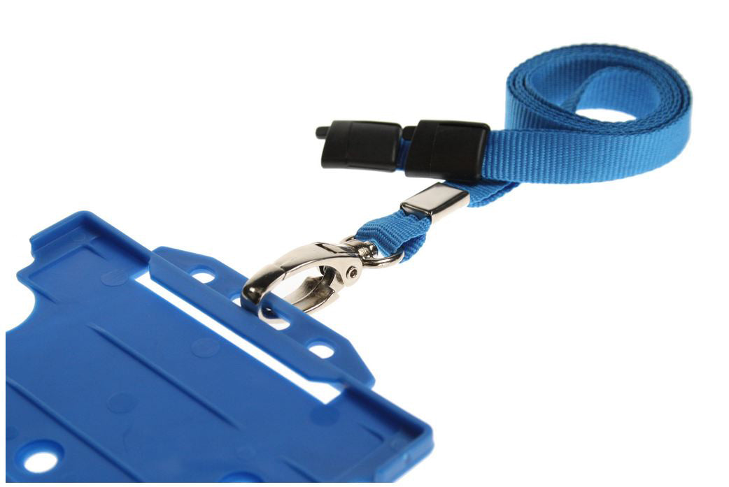 Recycled Plain Light Blue Lanyards With Metal Lobster Clip (Pack of 100) — lanyard view